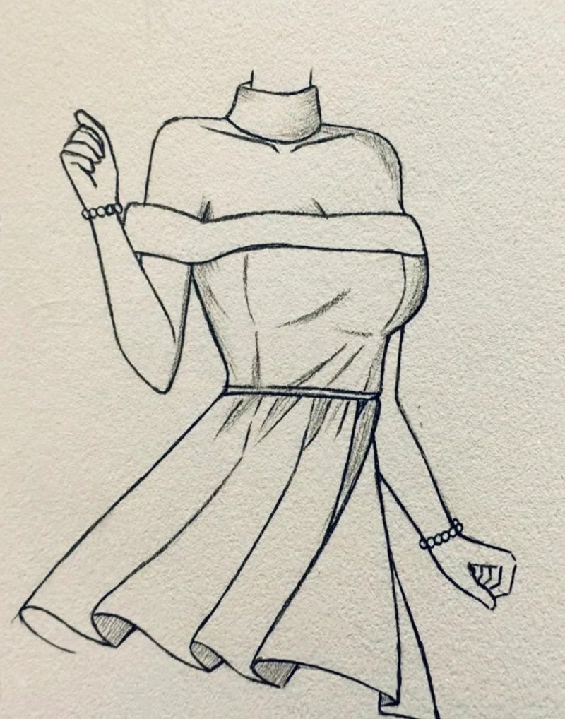 How to draw a dress easy 4