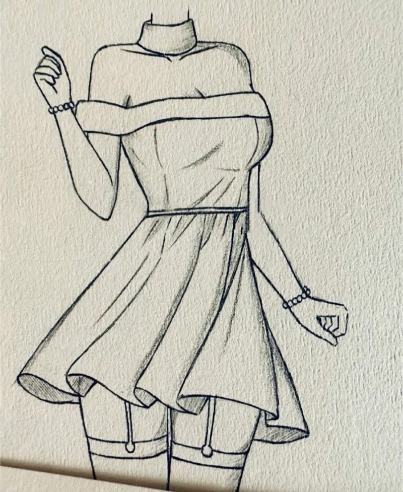 How to draw a dress easy