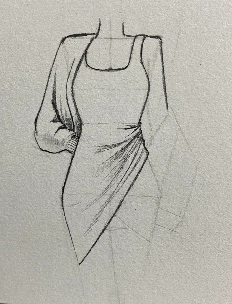 How to draw a dress step by step 10