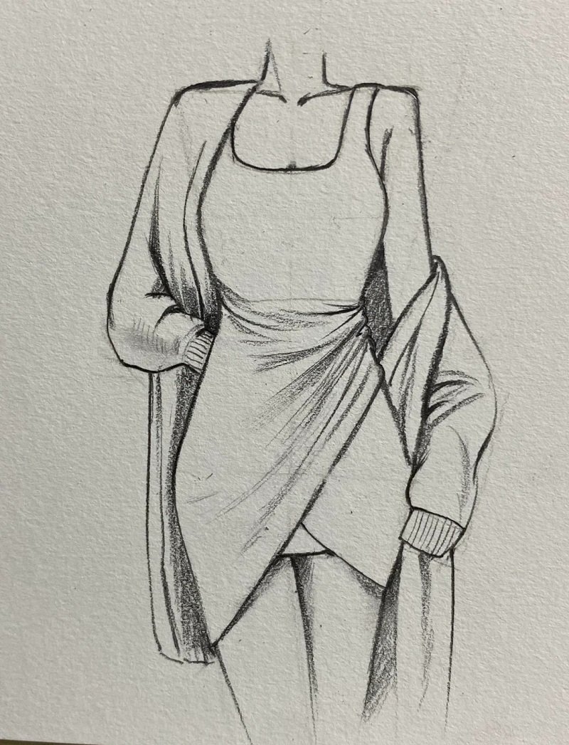 How to draw a dress step by step