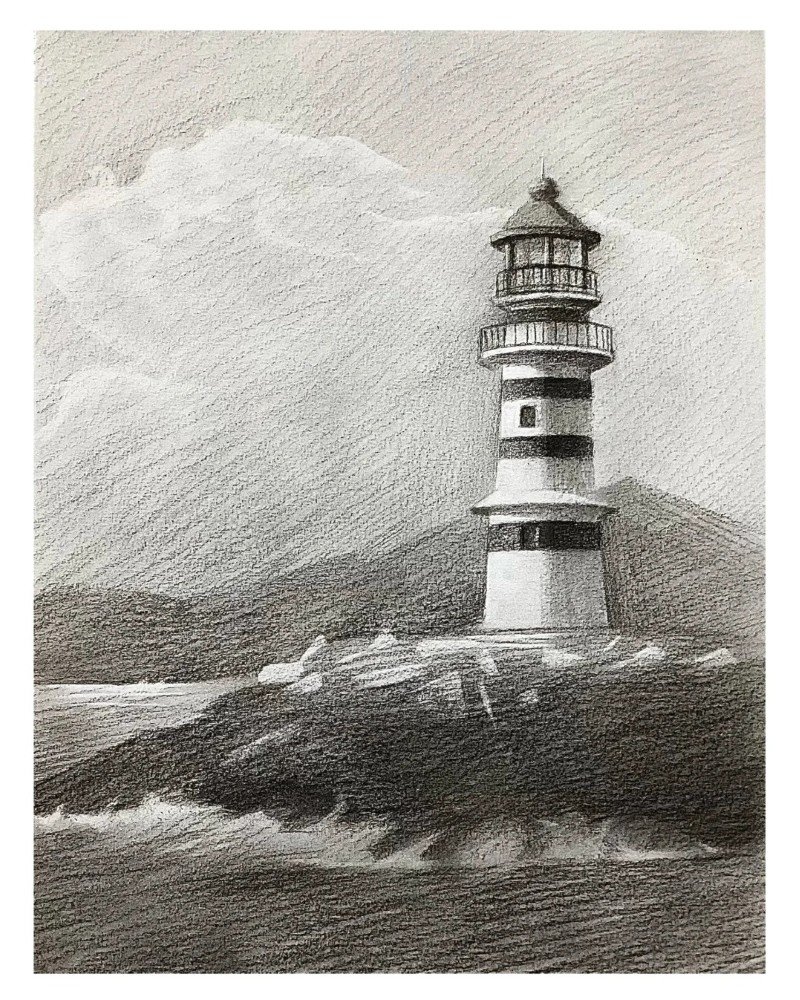 How to draw a easy lighthouse 6