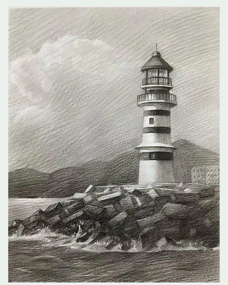 How to draw a easy lighthouse