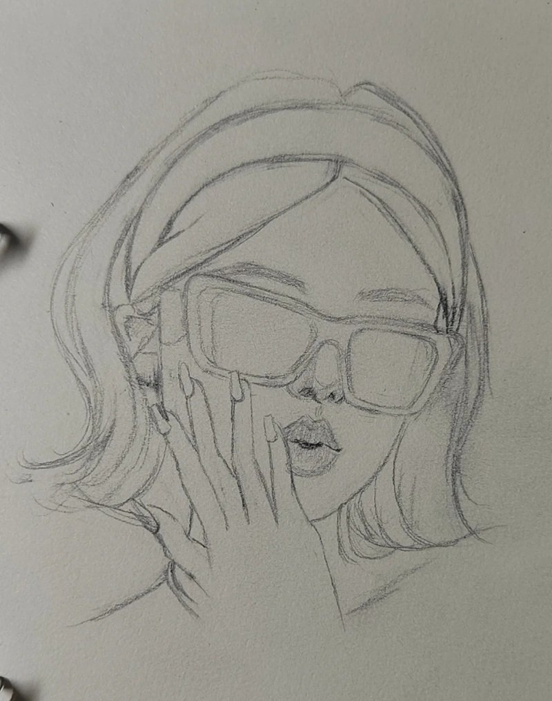How to draw a face with sunglasses 1