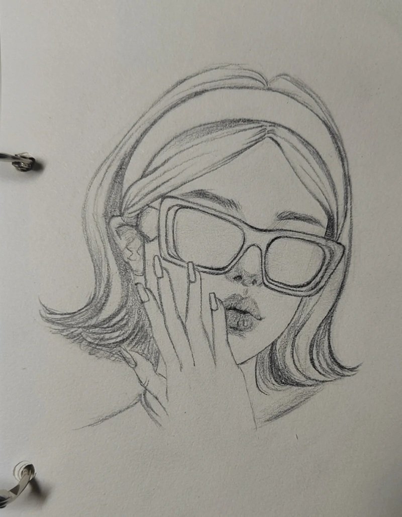 How to draw a face with sunglasses 2