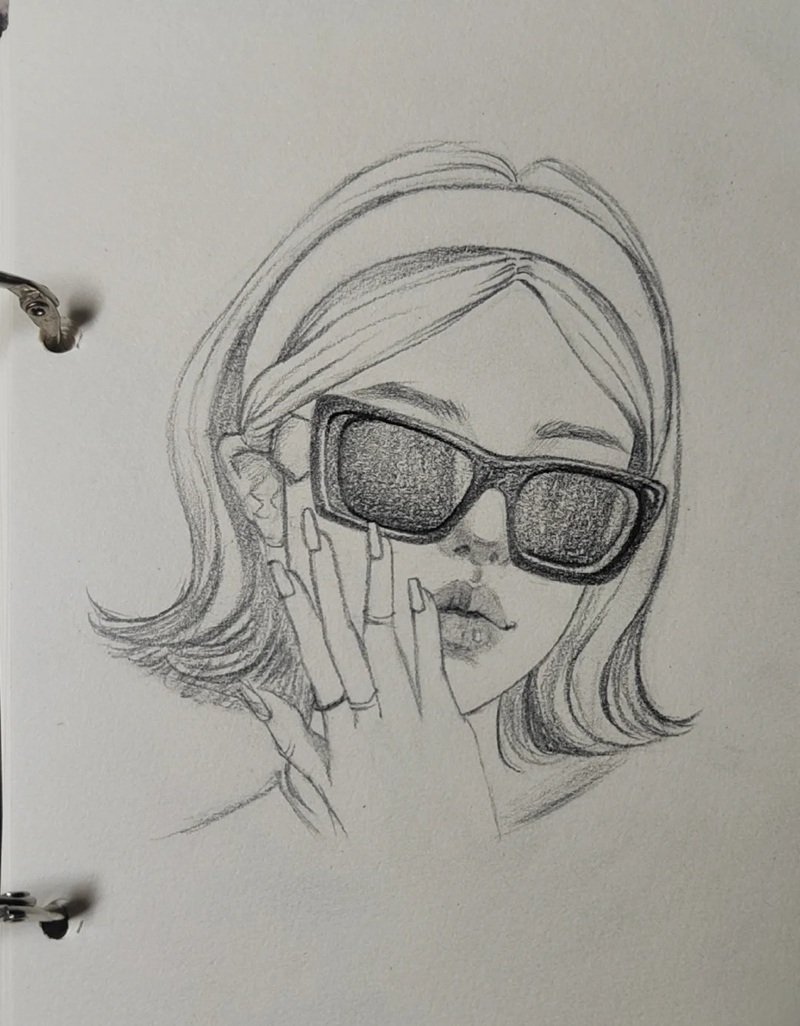 How to draw a face with sunglasses 3