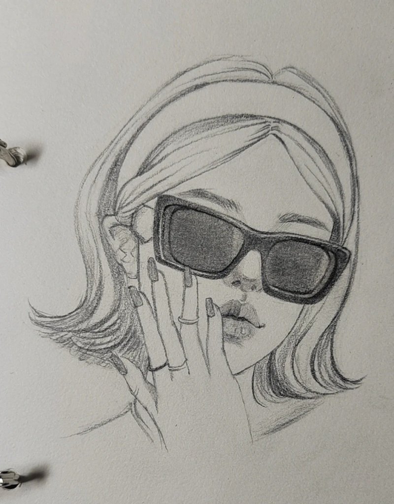 How to draw a face with sunglasses 5