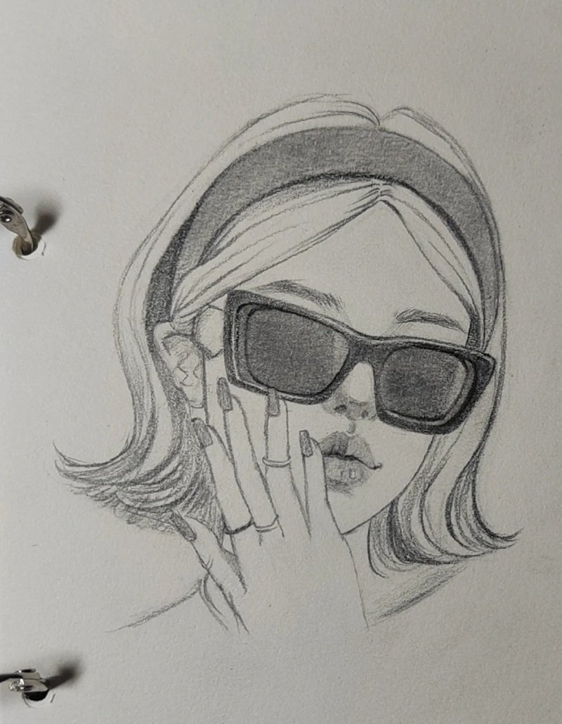 How to draw a face with sunglasses