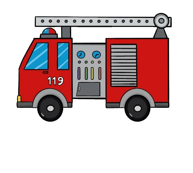 How to draw a fire truck step by step