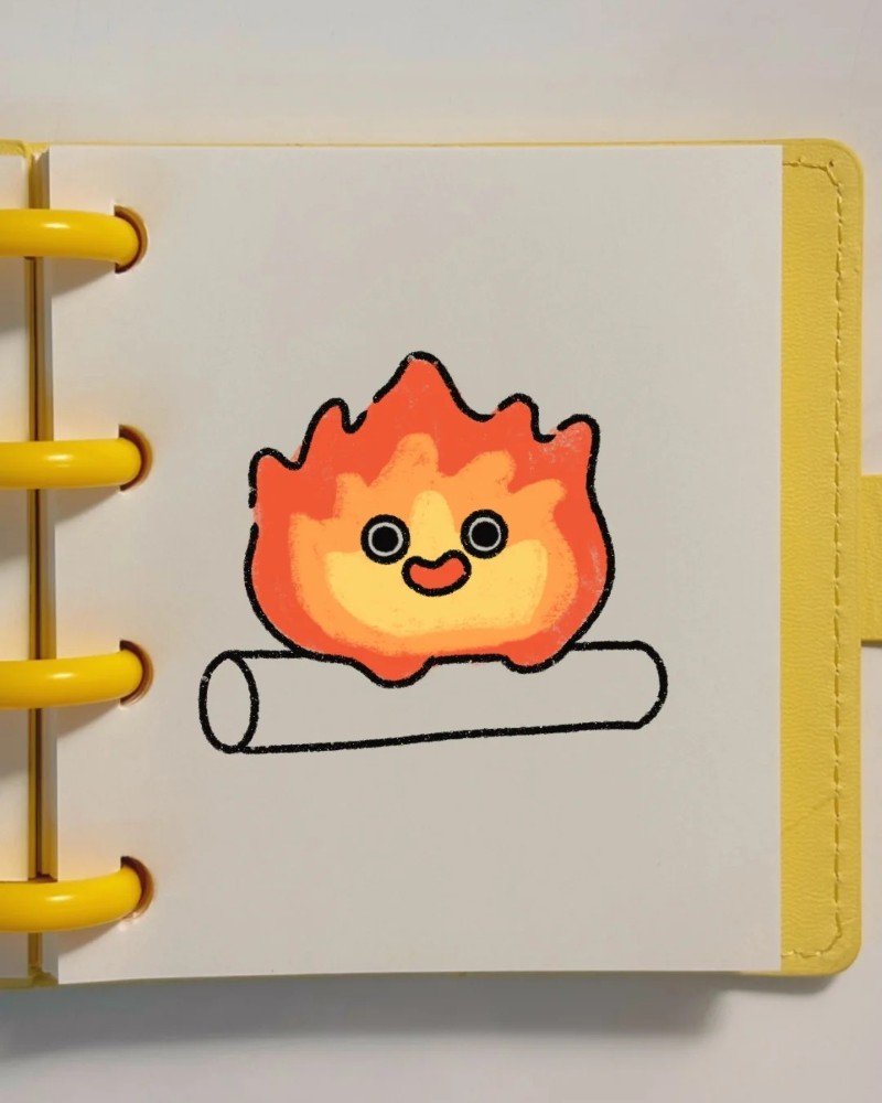 How to draw a flame for kids 7