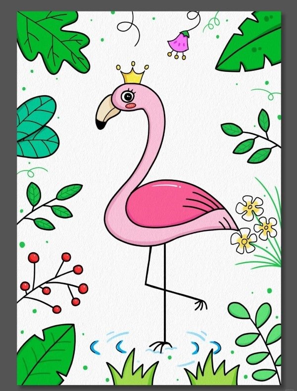 How to draw a flamingo easy 