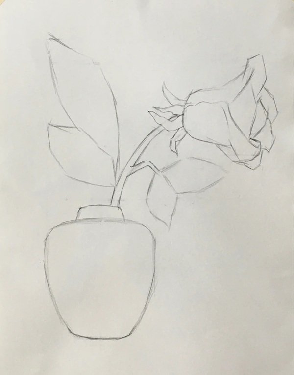 How to draw a flower vase 4