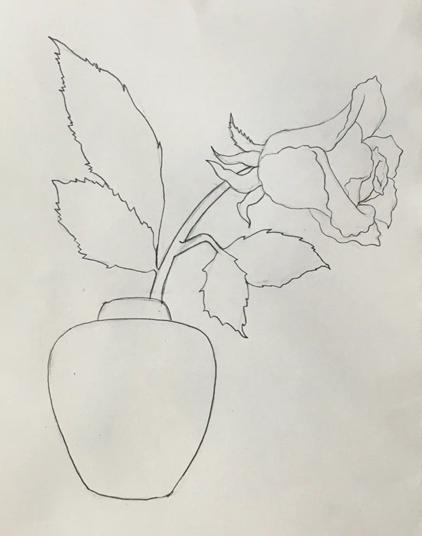How to draw a flower vase 3