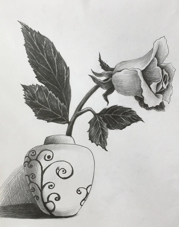 How to draw a flower vase 2
