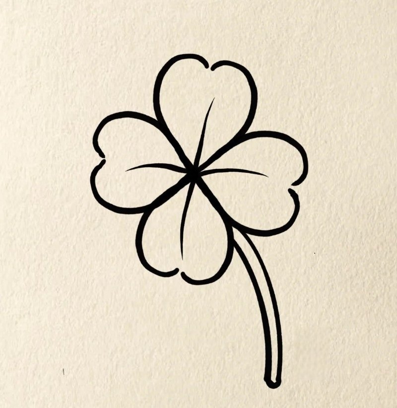 How to draw a four leaf clover 5
