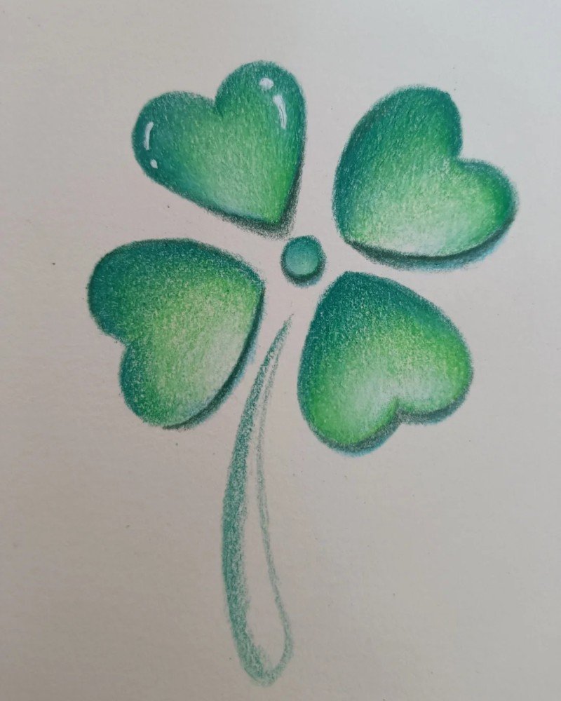How to draw a four leaf clover easy 6