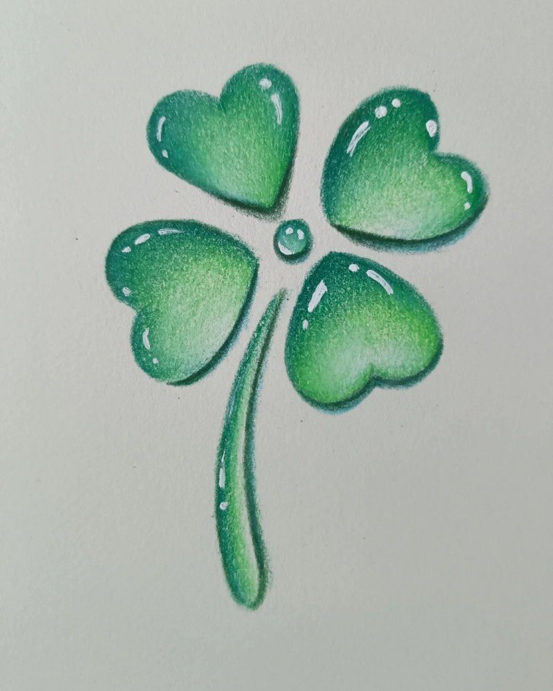 How to draw a four leaf clover easy