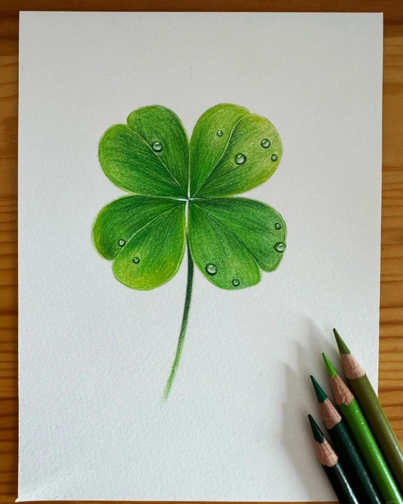 How to draw a four leaf clover for kids