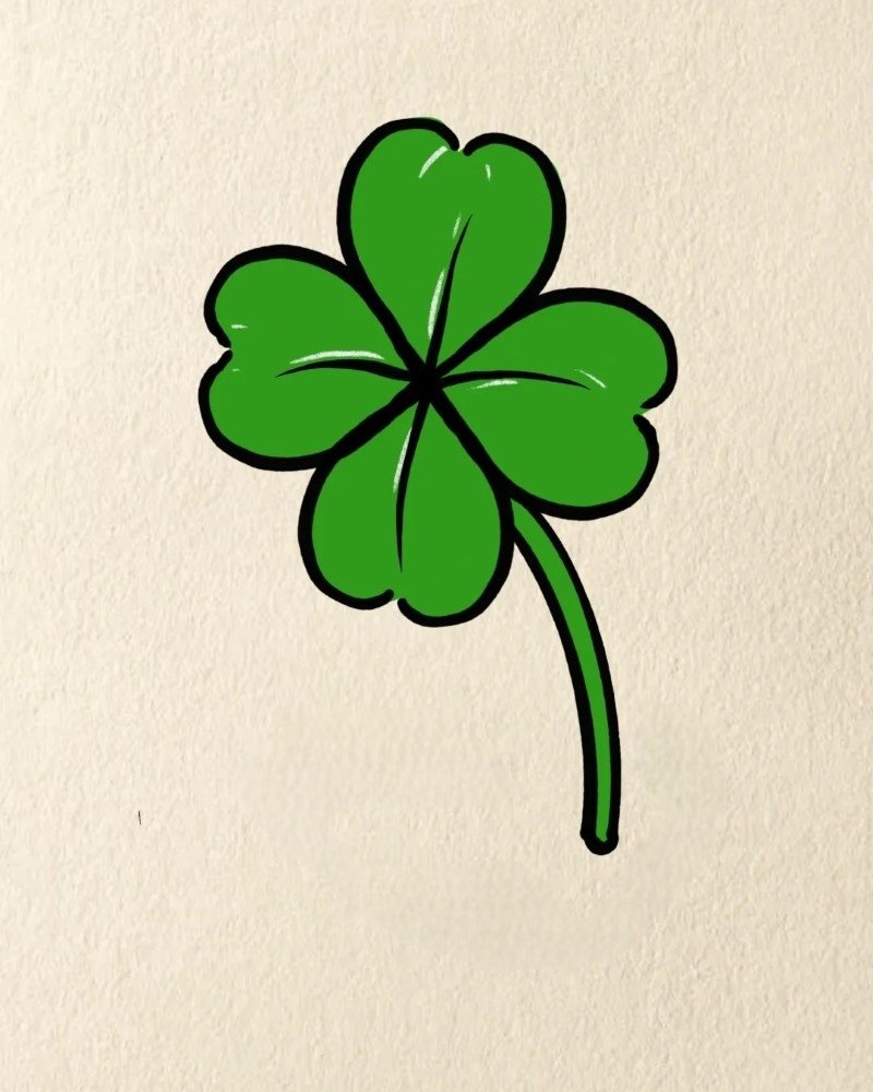 How to draw a four leaf clover