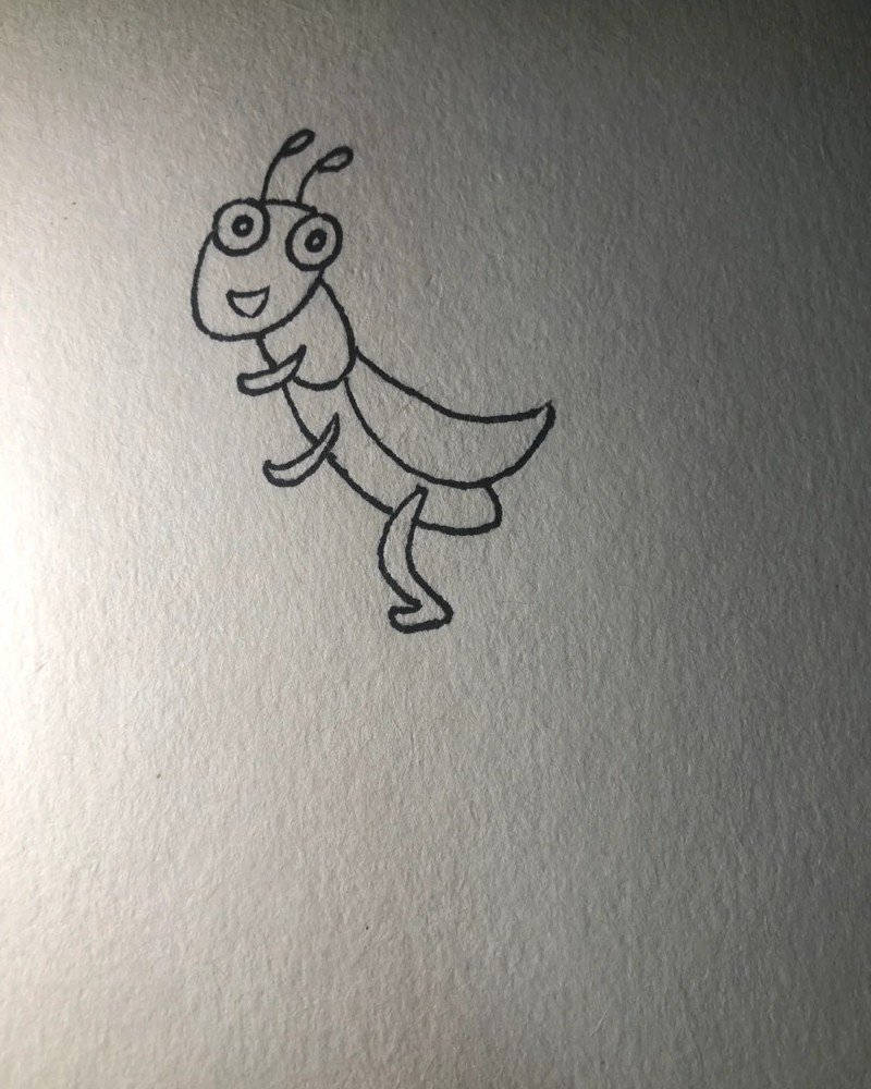 How to draw a grasshopper for kids 7