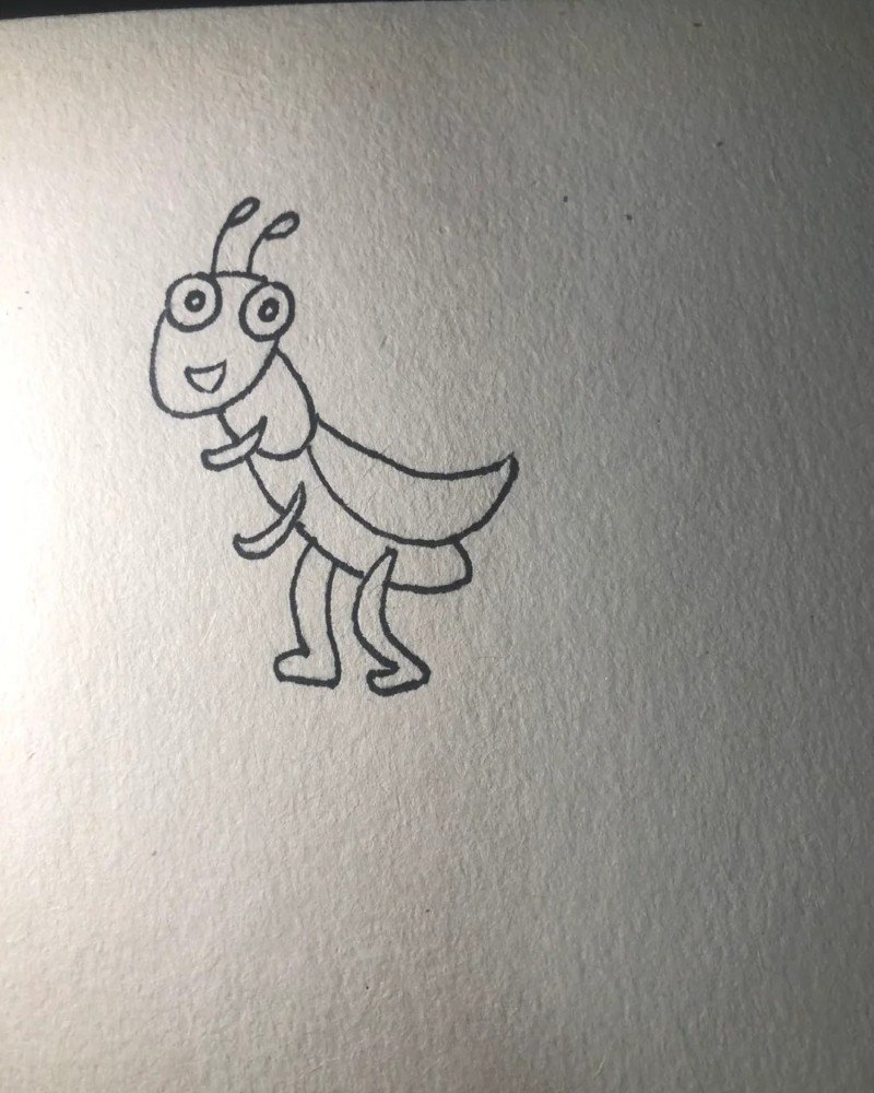 How to draw a grasshopper for kids