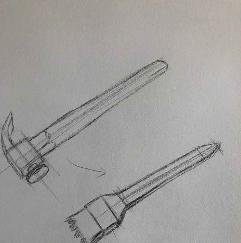 How to draw a hammer step by step