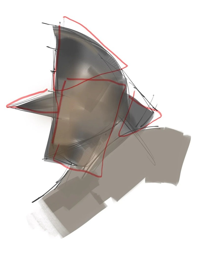How to draw a helmet on a knight 1