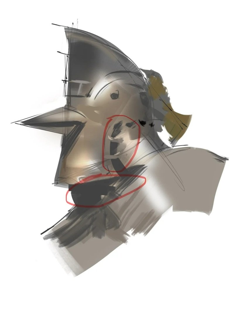 How to draw a helmet on a knight 2