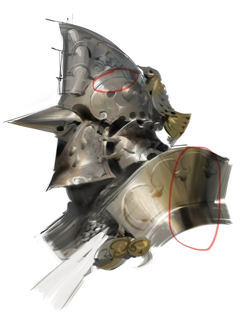 How to draw a helmet on a knight 5