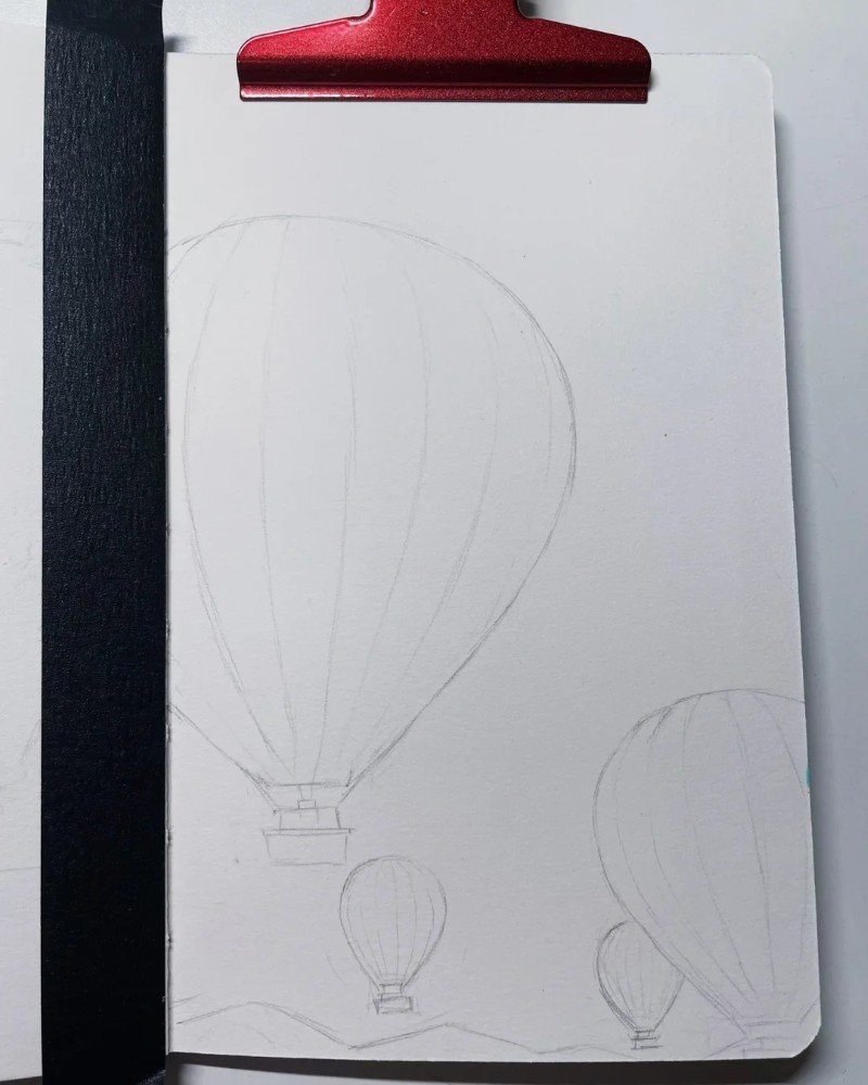 How to draw a hot air balloon 1
