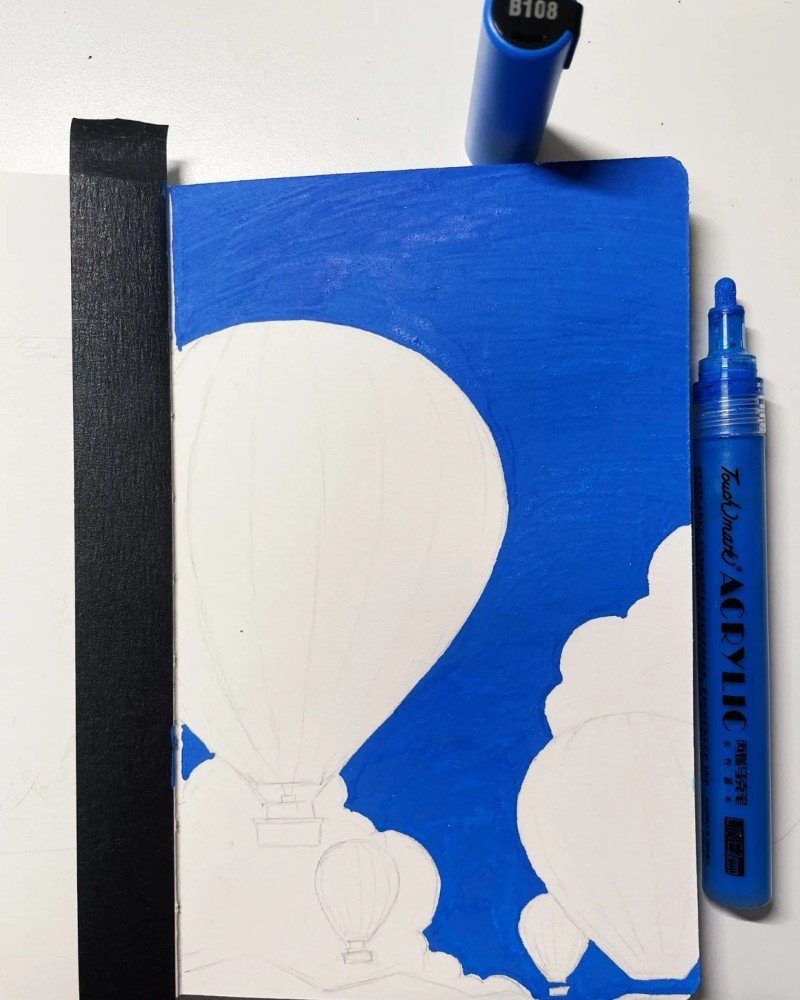 How to draw a hot air balloon 2