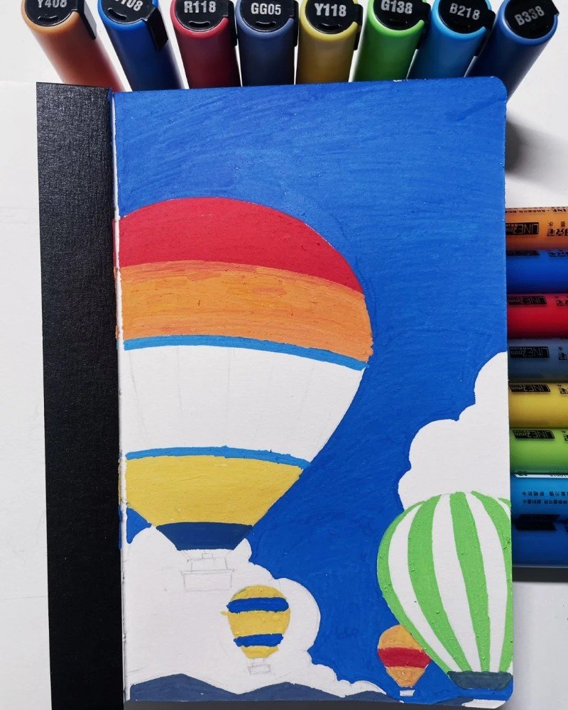 How to draw a hot air balloon 3