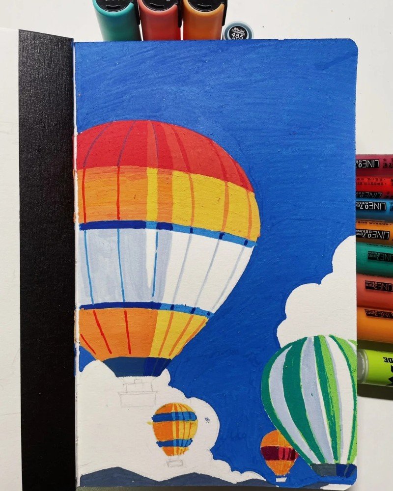 How to draw a hot air balloon 4