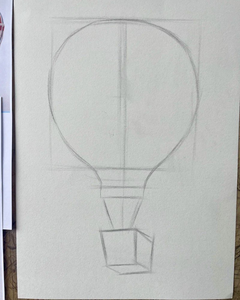 How to draw a hot air balloon for kids 1