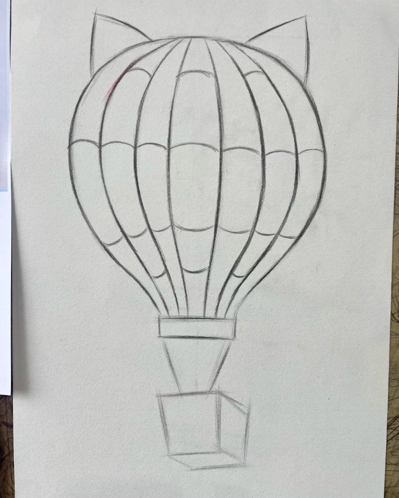 How to draw a hot air balloon for kids 2
