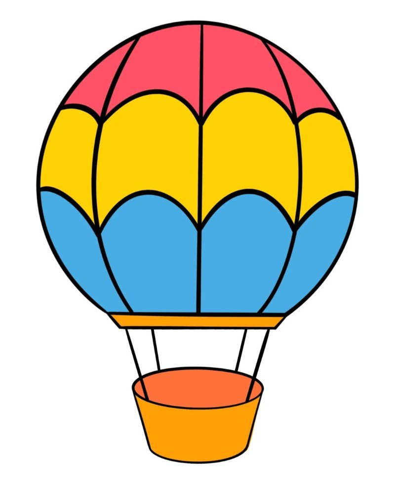 How to draw a hot air balloon easy