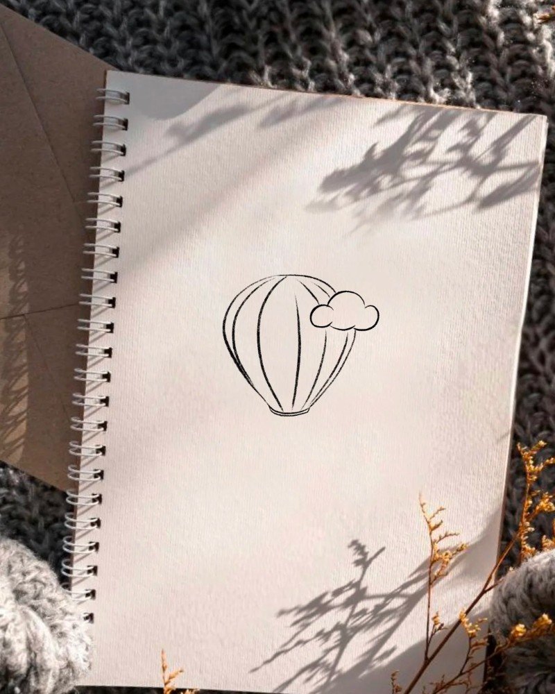 How to draw a hot air balloon flying 6