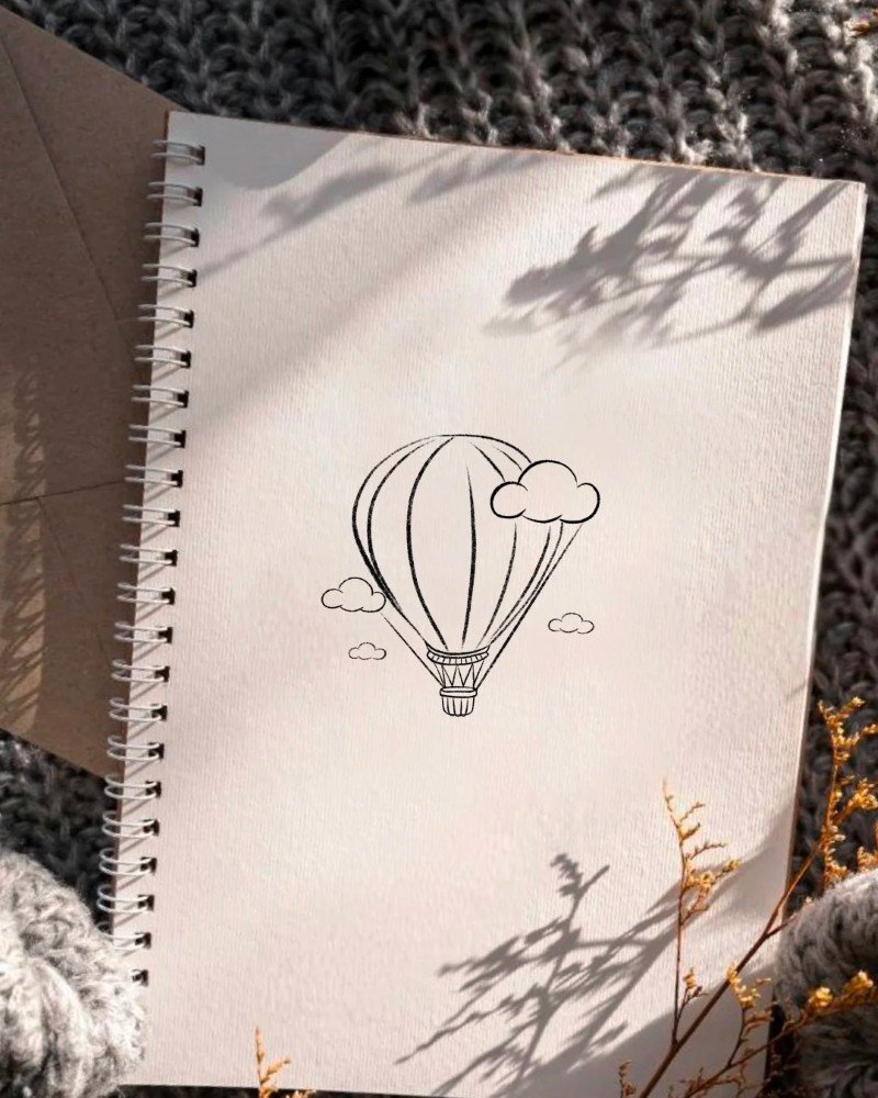 How to draw a hot air balloon flying