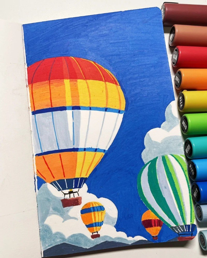 How to draw a hot air balloon