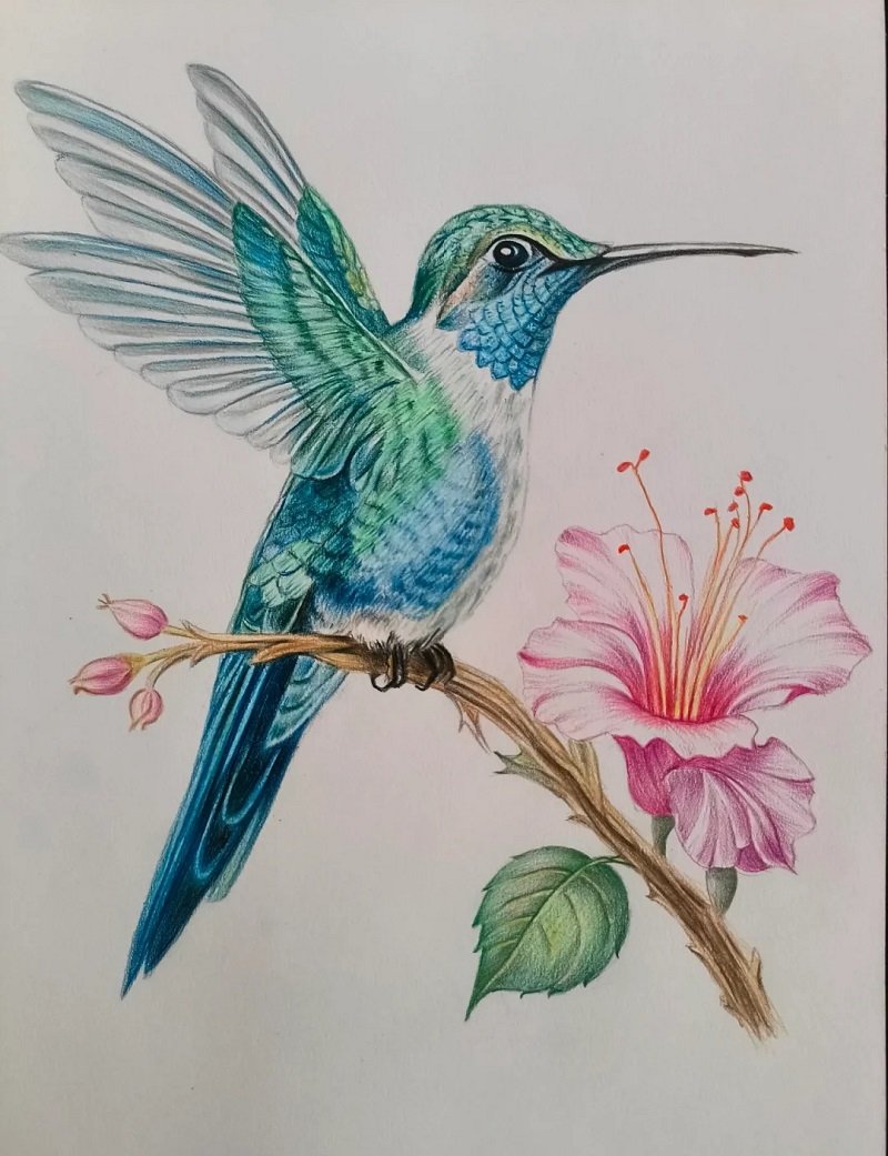 How to draw a hummingbird step by step