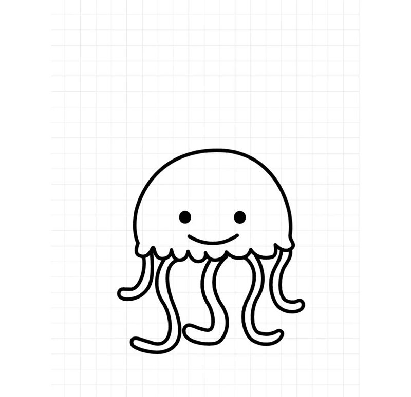 How to draw a jellyfish cute​ 4