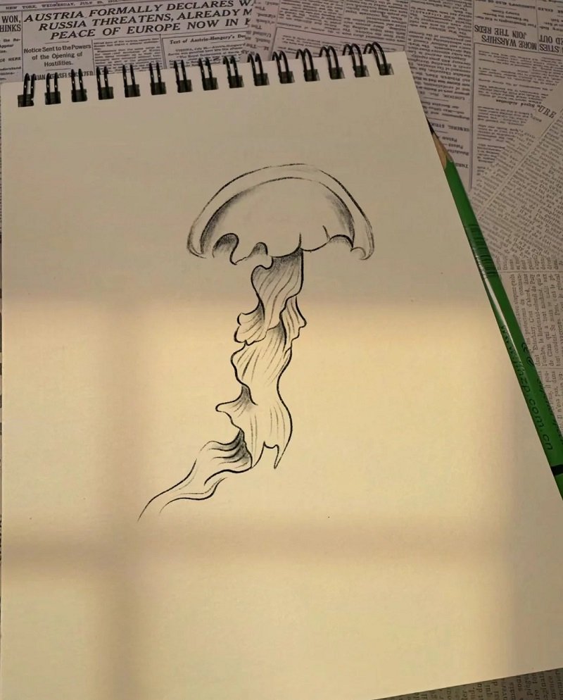 How to draw a jellyfish step by step 3