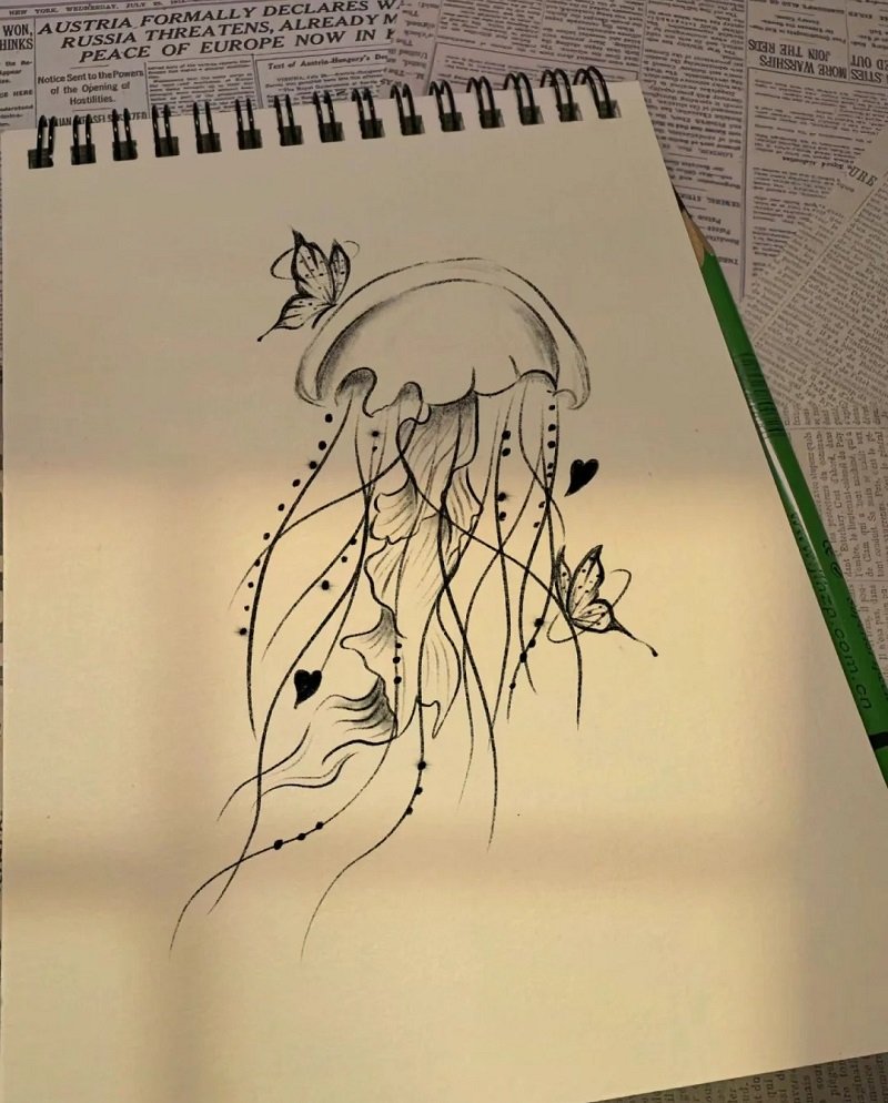 How to draw a jellyfish step by step 4