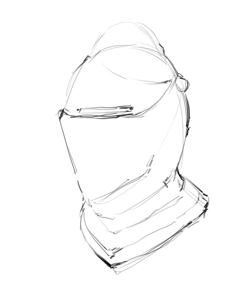How to draw a knight helmet 1