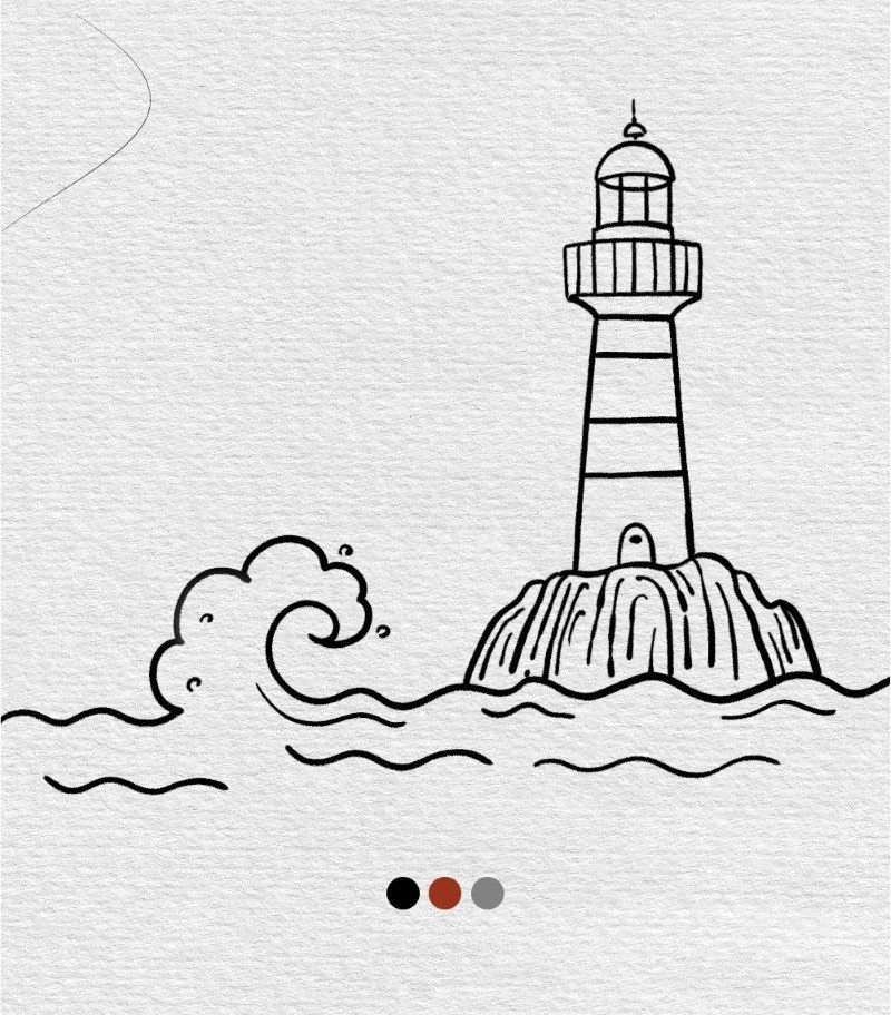 How to draw a lighthouse 7