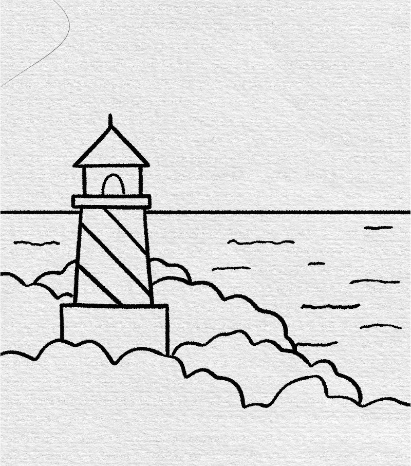How to draw a lighthouse step by step 10