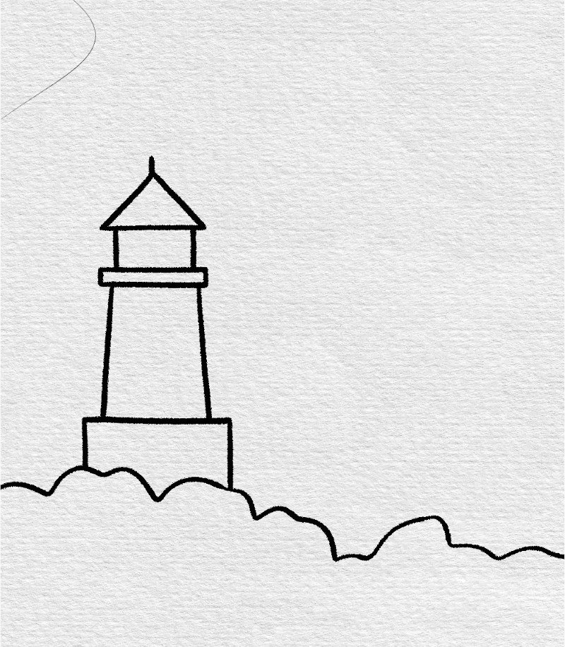 How to draw a lighthouse step by step 6