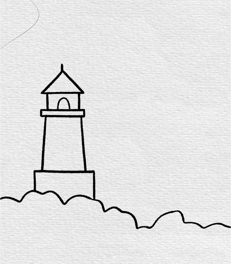 How to draw a lighthouse step by step 7