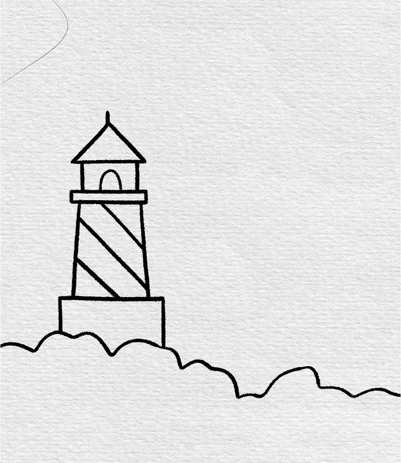 How to draw a lighthouse step by step 8