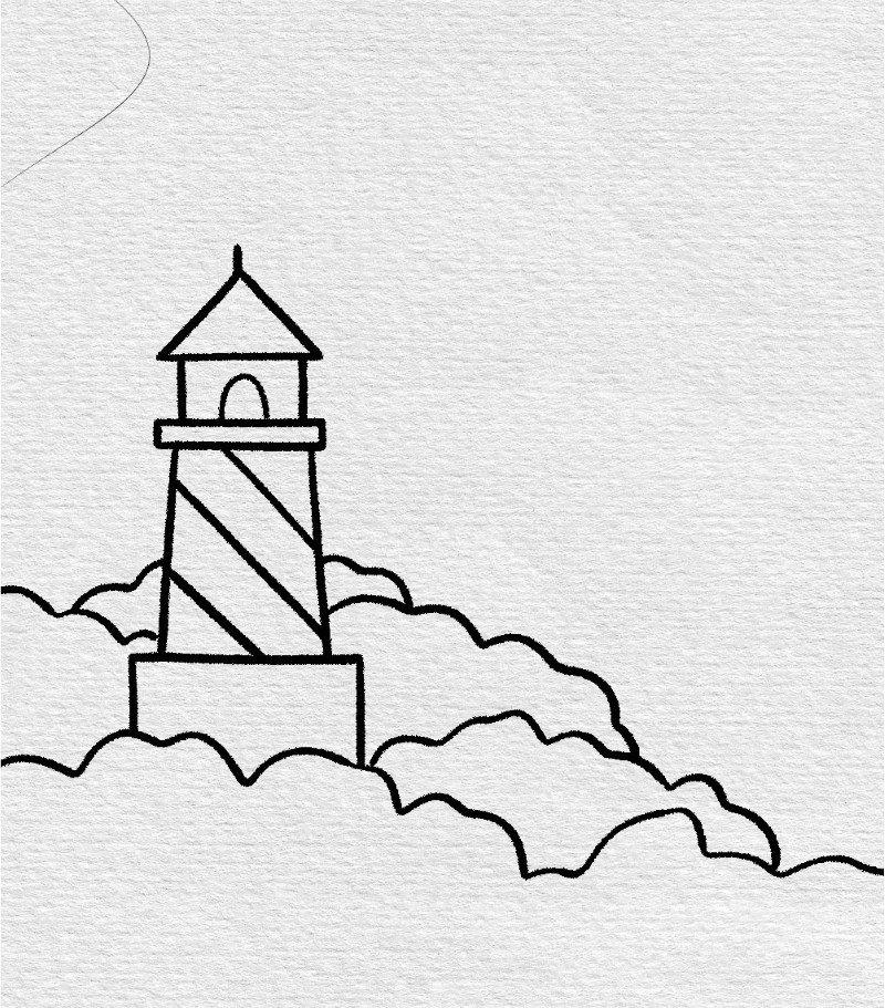 How to draw a lighthouse step by step 9