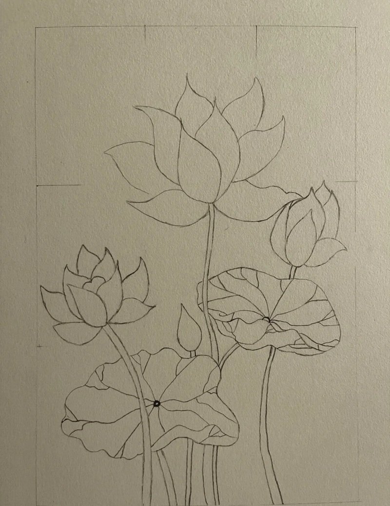 How to draw a lotus flower 5